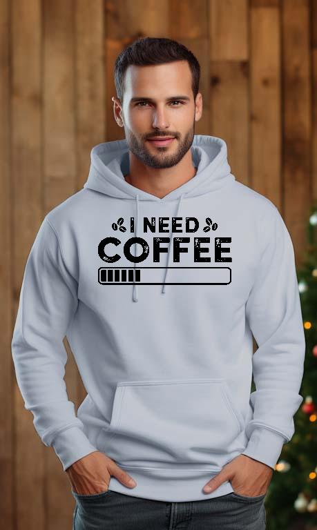 I need Coffee - Kávés Férfi Kapucnis Pulóver