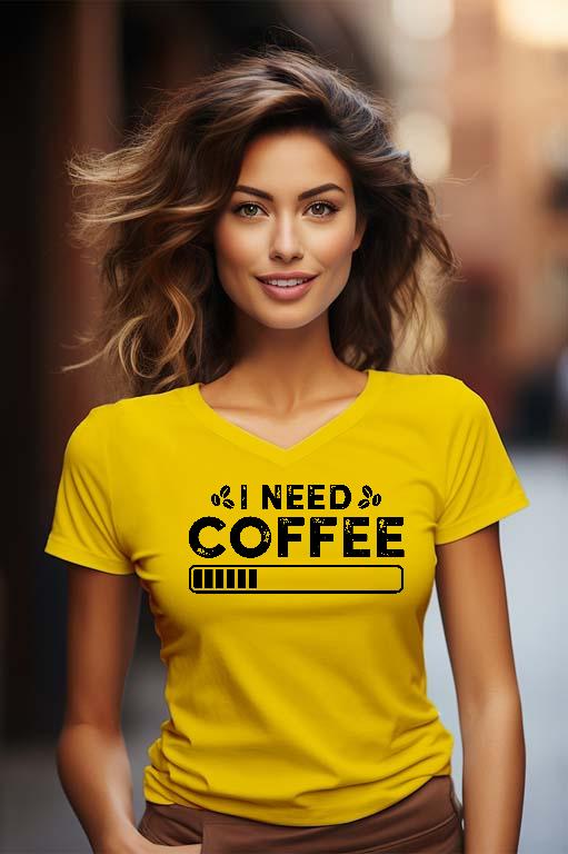 I need Coffee - Kávés Női V-nyakú Póló