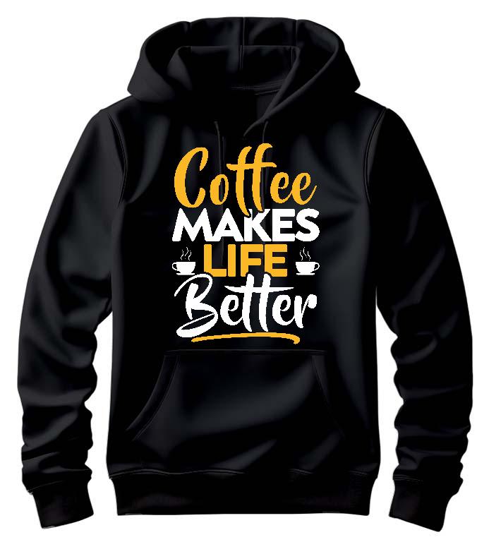 Coffee Makes Life Better - Kávés Férfi Kapucnis Pulóver