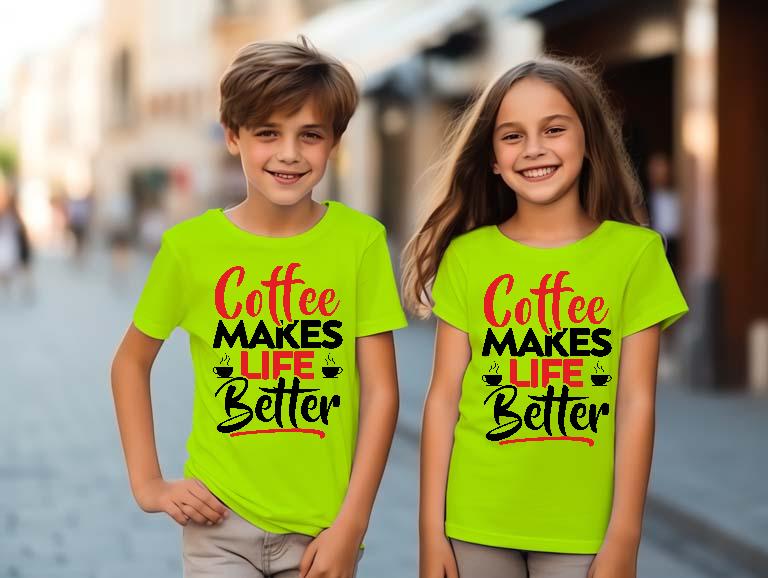 Coffee Makes Life Better - Kávés Gyerek Környakú Póló