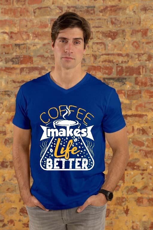 Coffee Life - Kávés Férfi V-nyakú Póló