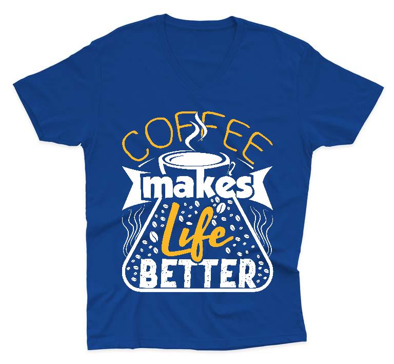 Coffee Life - Kávés Férfi V-nyakú Póló