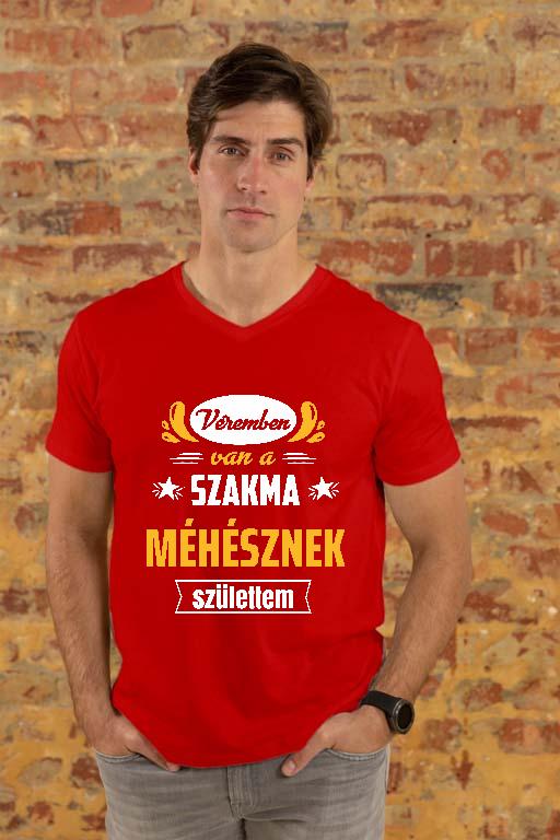 Véremben van a szakma Méhész - Méhész Férfi V-nyakú Póló