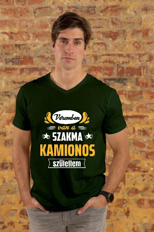 Véremben van a szakma Kamionos - Kamionos Férfi V-nyakú Póló