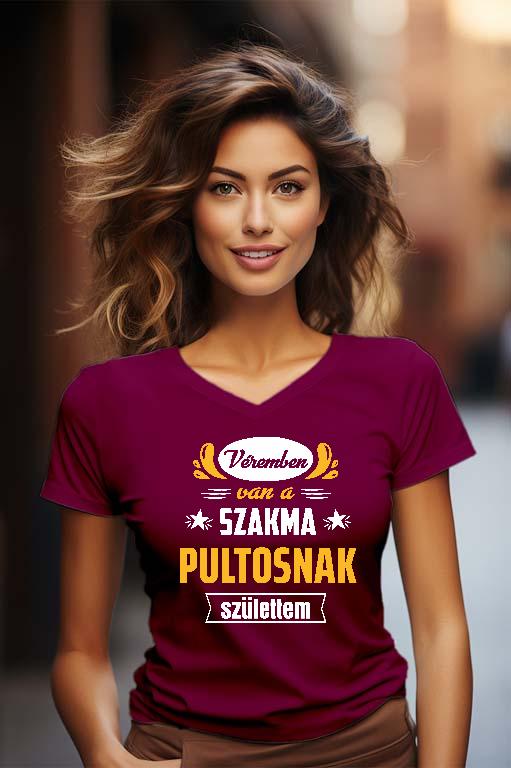 Véremben van a szakma Pultos - Pultos Női V-nyakú Póló
