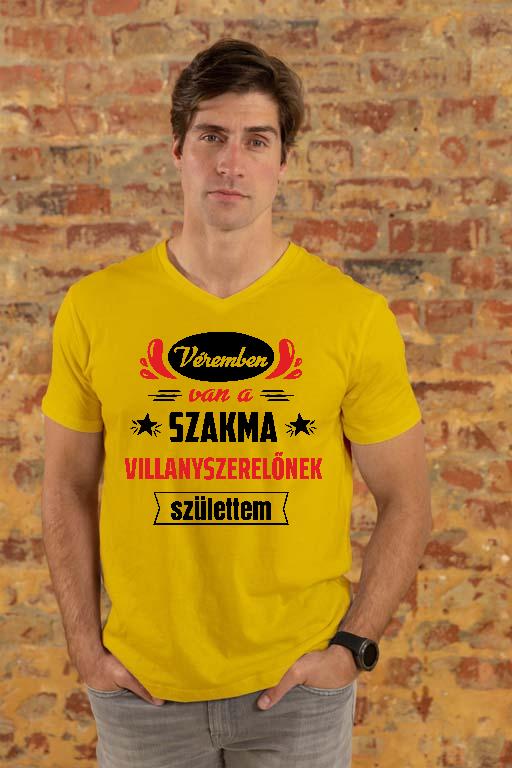 Véremben van a szakma Villanyszerelő - Villanyszerelő Férfi V-nyakú Póló