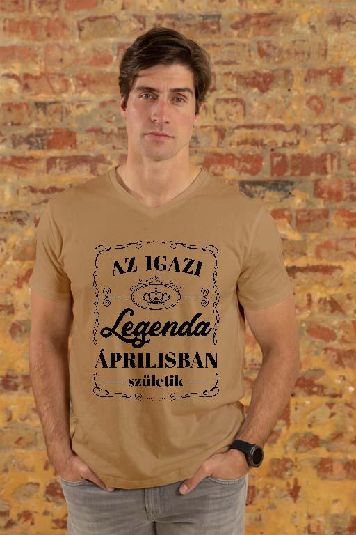 Az igazi Legenda Áprilisban születik - Születésnap Április Férfi V-nyakú Póló