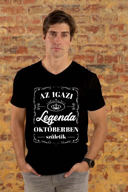 Az igazi Legenda Októberben születik - Születésnap Október Férfi V-nyakú Póló