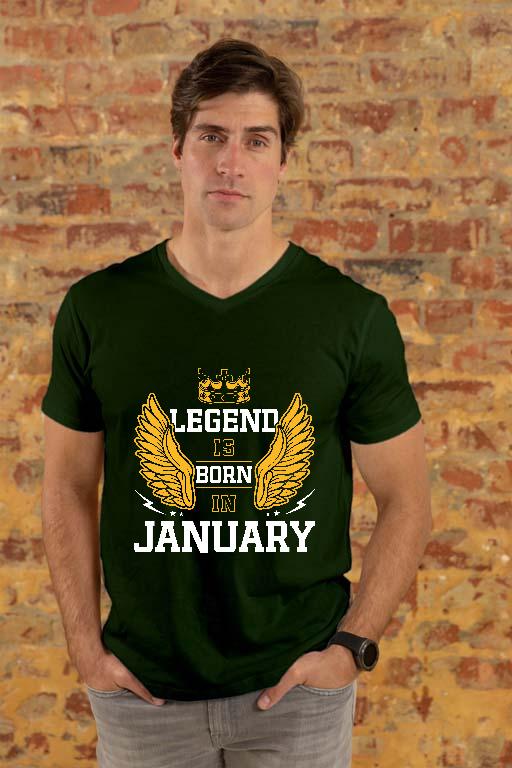 Legend is born in January - Születésnap Január Férfi V-nyakú Póló