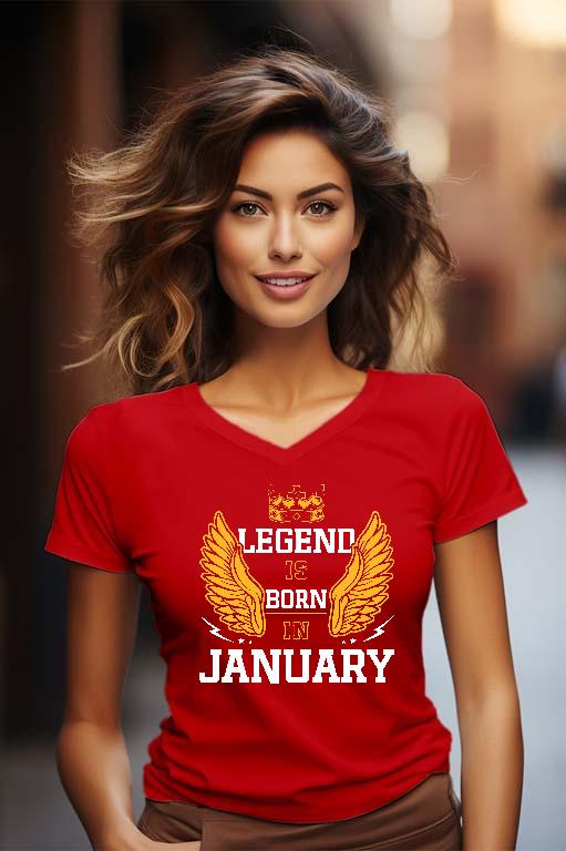 Legend is born in January - Születésnap Január Női V-nyakú Póló