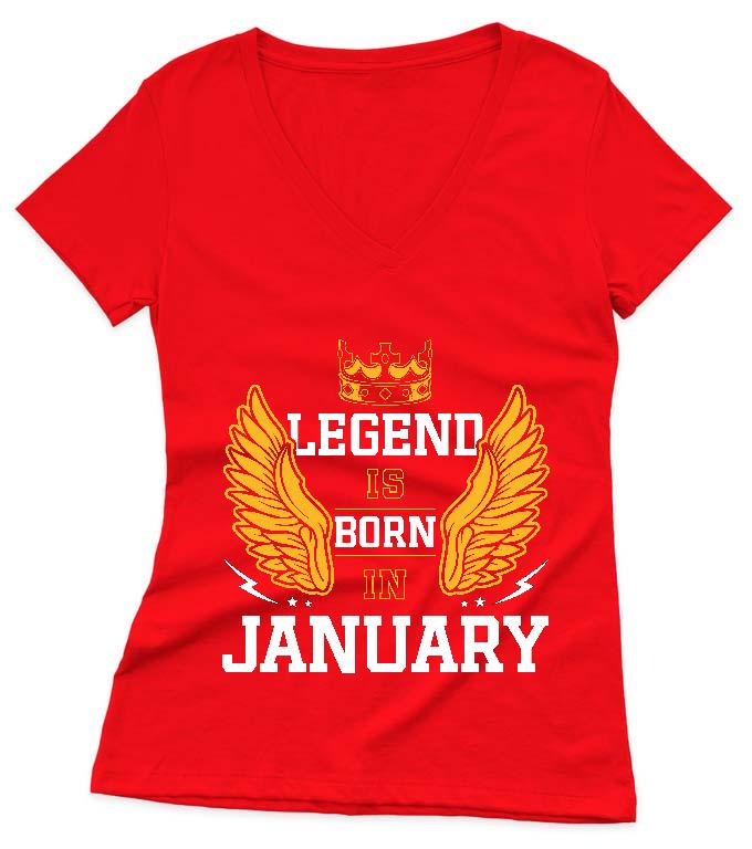 Legend is born in January - Születésnap Január Női V-nyakú Póló