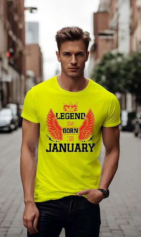 Legend is born in January - Születésnap Január Férfi Környakú Póló