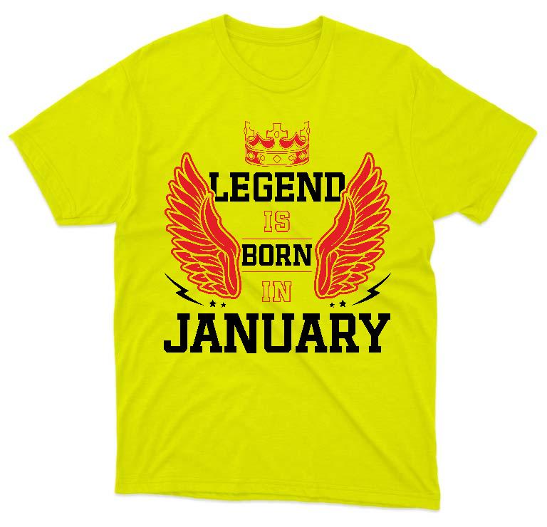 Legend is born in January - Születésnap Január Férfi Környakú Póló