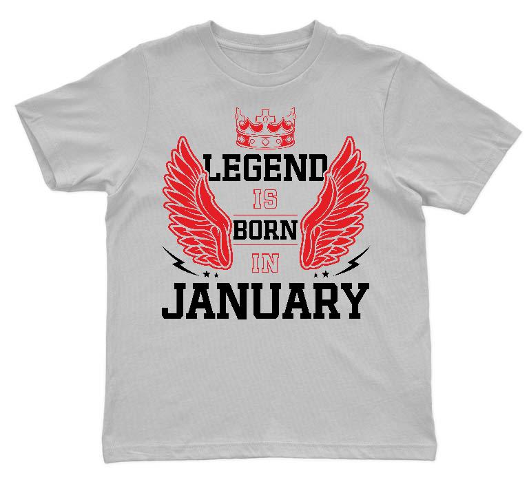 Legend is born in January - Születésnap Január Gyerek Környakú Póló