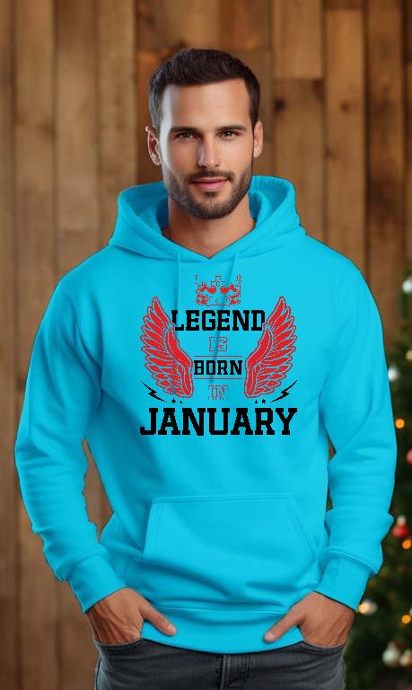 Legend is born in January - Születésnap Január Férfi Kapucnis Pulóver