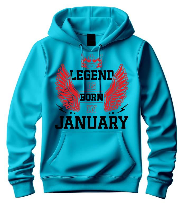 Legend is born in January - Születésnap Január Férfi Kapucnis Pulóver