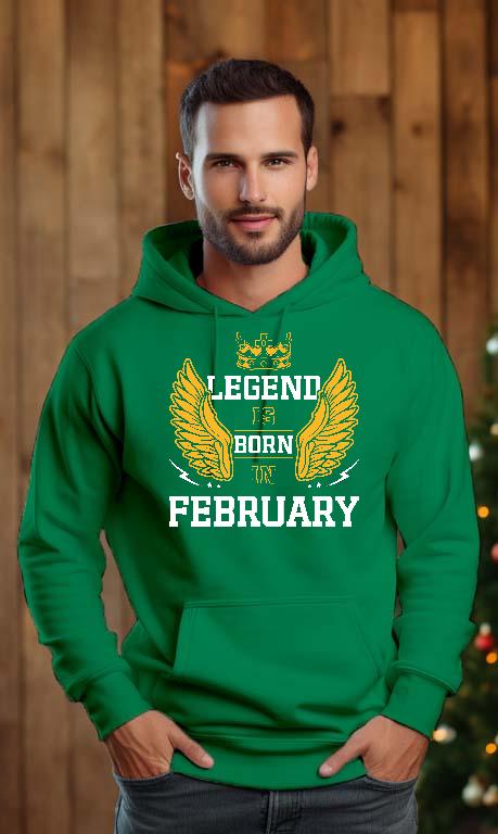 Legend is born in February - Születésnap Február Férfi Kapucnis Pulóver