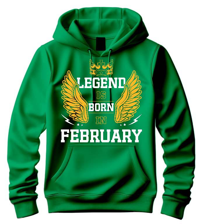 Legend is born in February - Születésnap Február Férfi Kapucnis Pulóver