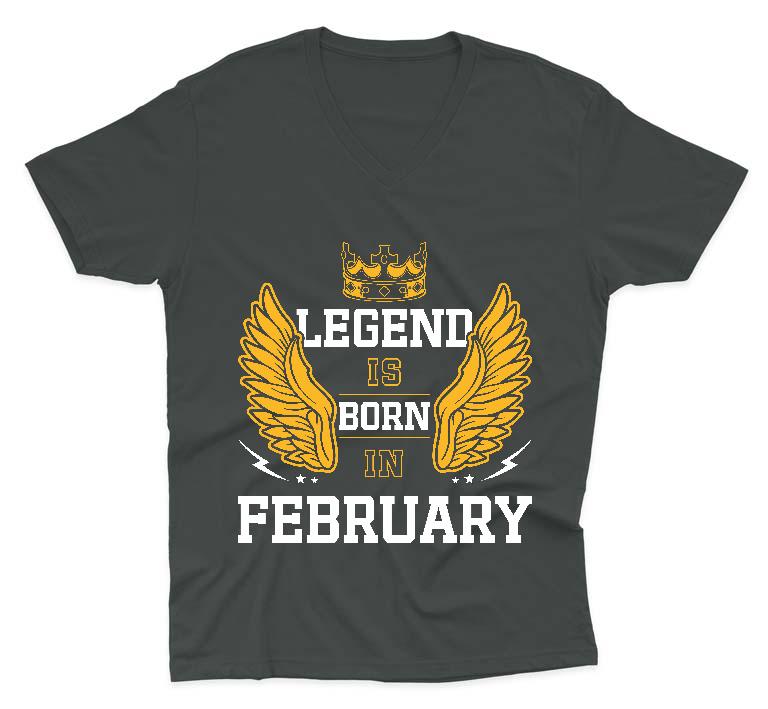 Legend is born in February - Születésnap Február Férfi V-nyakú Póló