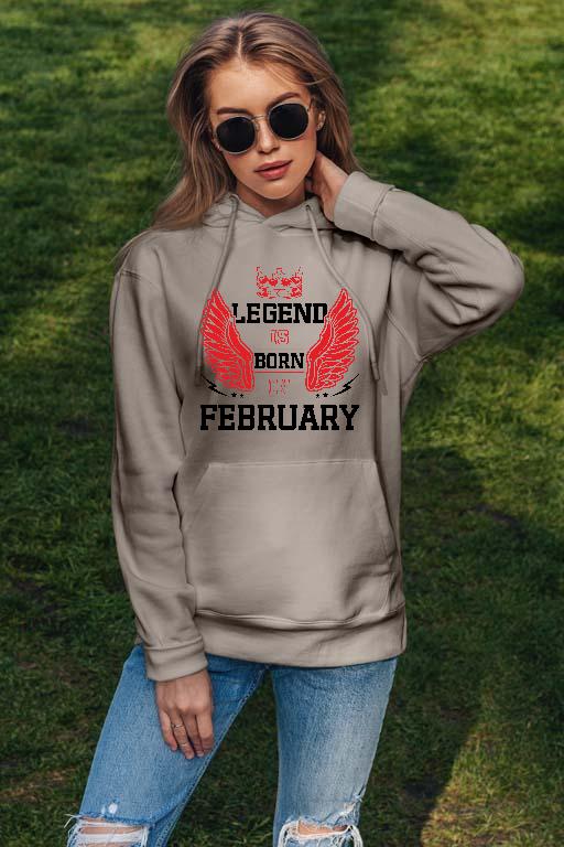 Legend is born in February - Születésnap Február Női Kapucnis Pulóver