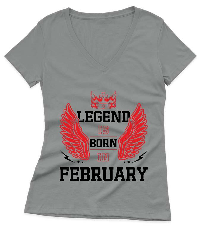 Legend is born in February - Születésnap Február Női V-nyakú Póló