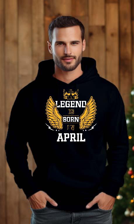 Legend is born in April - Születésnap Április Férfi Kapucnis Pulóver