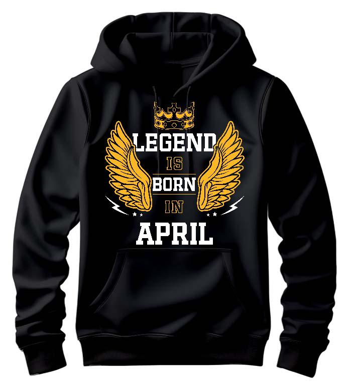 Legend is born in April - Születésnap Április Férfi Kapucnis Pulóver