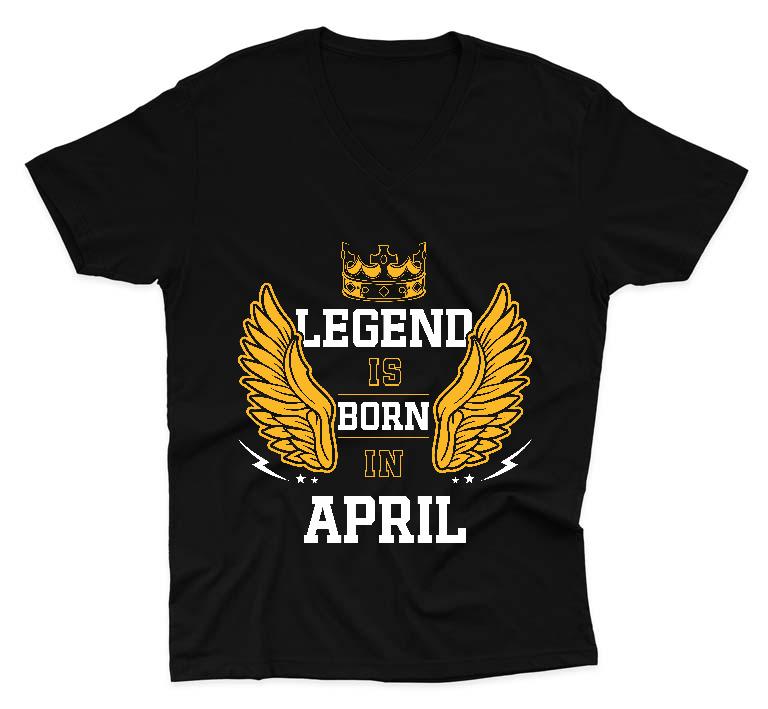 Legend is born in April - Születésnap Április Férfi V-nyakú Póló