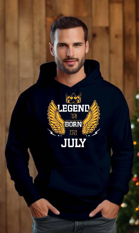 Legend is born in July - Születésnap Július Férfi Kapucnis Pulóver