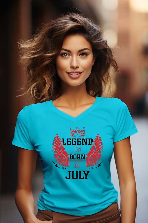 Legend is born in July - Születésnap Július Női V-nyakú Póló