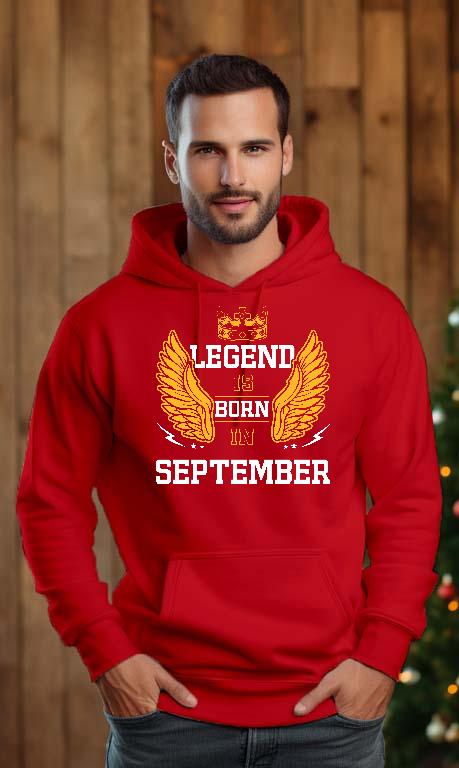 Legend is born in September - Születésnap Szeptember Férfi Kapucnis Pulóver