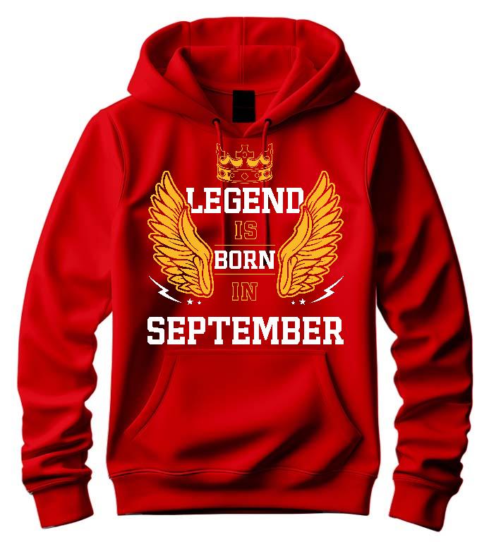 Legend is born in September - Születésnap Szeptember Férfi Kapucnis Pulóver