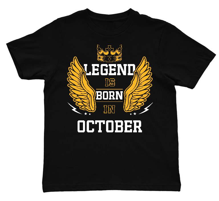 Legend is born in October - Születésnap Október Gyerek Környakú Póló