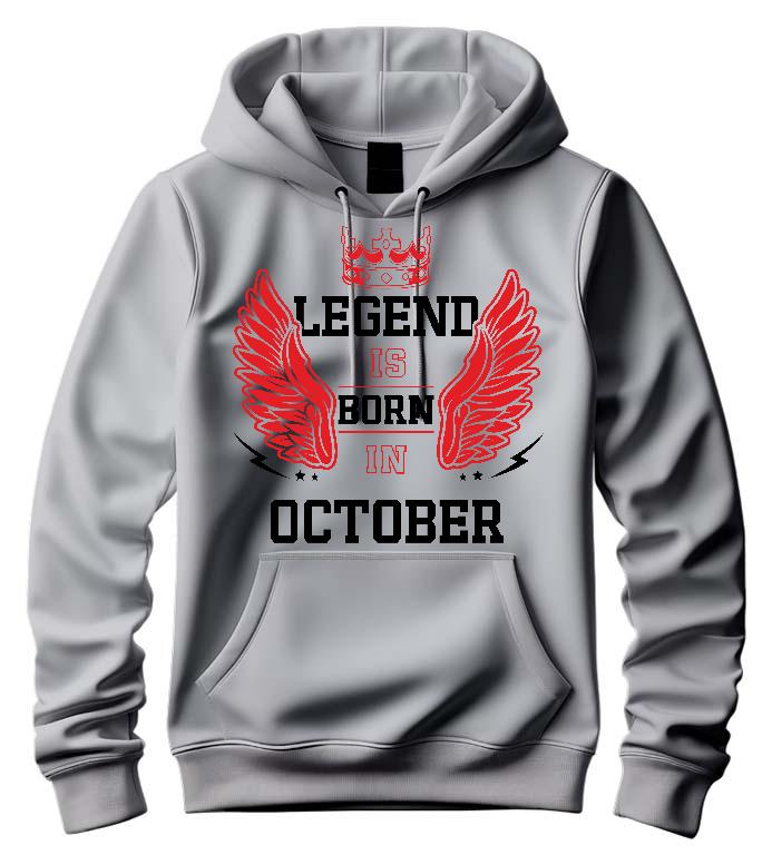 Legend is born in October - Születésnap Október Férfi Kapucnis Pulóver