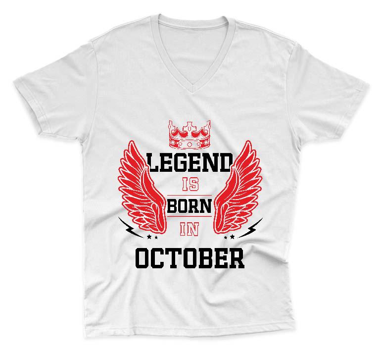 Legend is born in October - Születésnap Október Férfi V-nyakú Póló