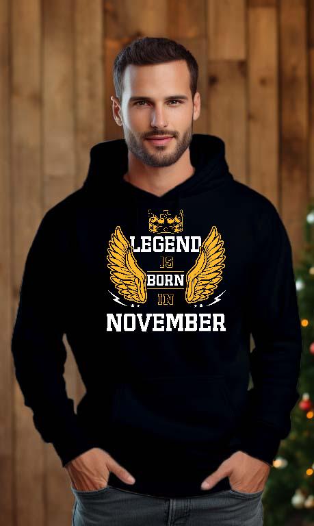 Legend is born in November - Születésnap November Férfi Kapucnis Pulóver