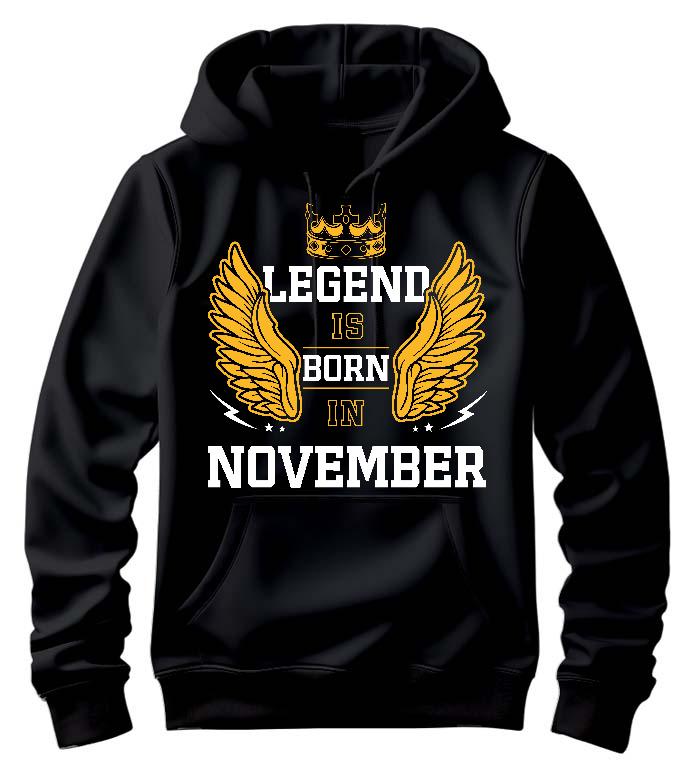 Legend is born in November - Születésnap November Férfi Kapucnis Pulóver