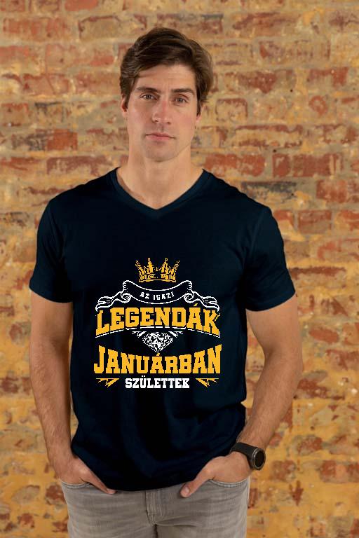 Az igazi Legendák Januárban születtek - Születésnap Január Férfi V-nyakú Póló