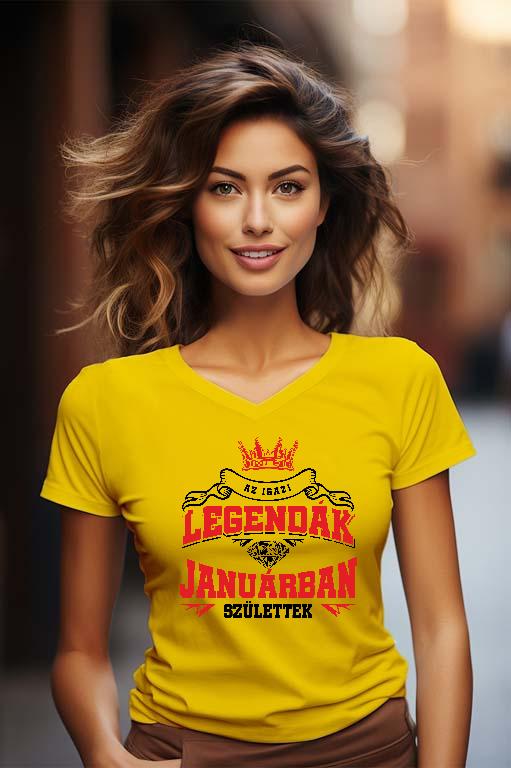 Az igazi Legendák Januárban születtek - Születésnap Január Női V-nyakú Póló