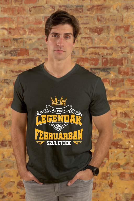 Az igazi Legendák Februárban születtek - Születésnap Február Férfi V-nyakú Póló
