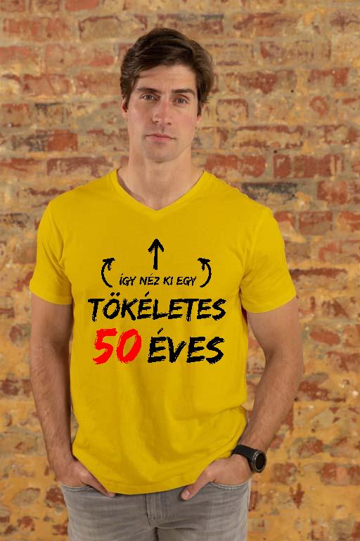 Így néz ki egy tökéletes 50 éves - Évfordulós Férfi V-nyakú Póló