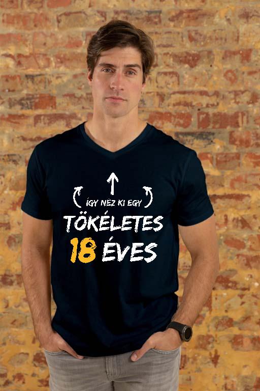 Így néz ki egy tökéletes 18 éves - Évfordulós Férfi V-nyakú Póló