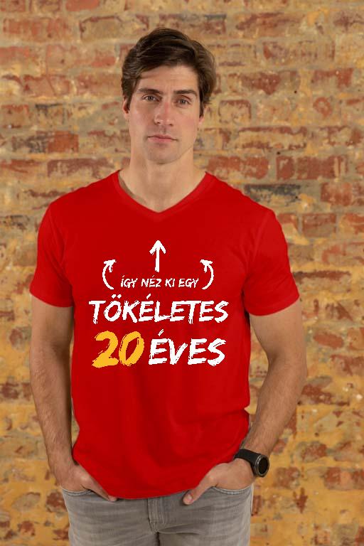 Így néz ki egy tökéletes 20 éves - Évfordulós Férfi V-nyakú Póló