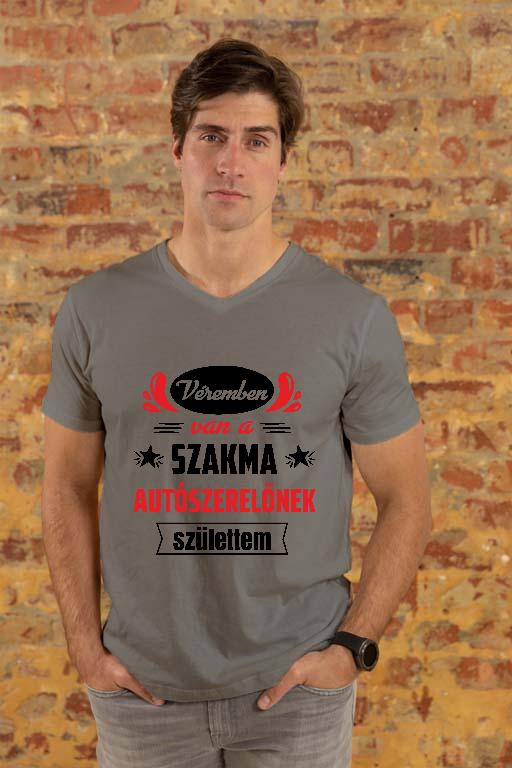 Véremben van a szakma Autószerelő - Autószerelő Férfi V-nyakú Póló