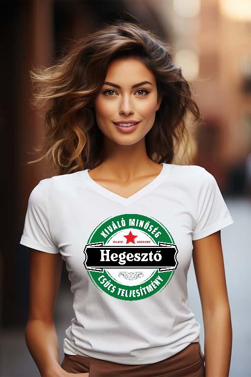 Hegesztő csúcs teljesítmény  - Hegesztő Női V-nyakú Póló