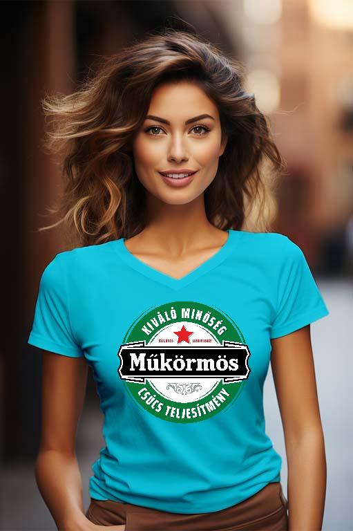 Műkörmös csúcs teljesítmény - Műkörmös Női V-nyakú Póló