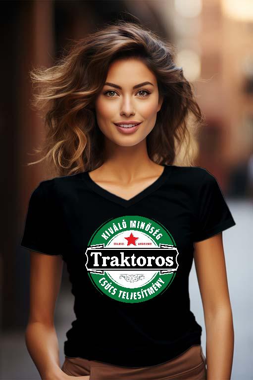 Traktoros csúcs teljesítmény - Traktoros Női V-nyakú Póló