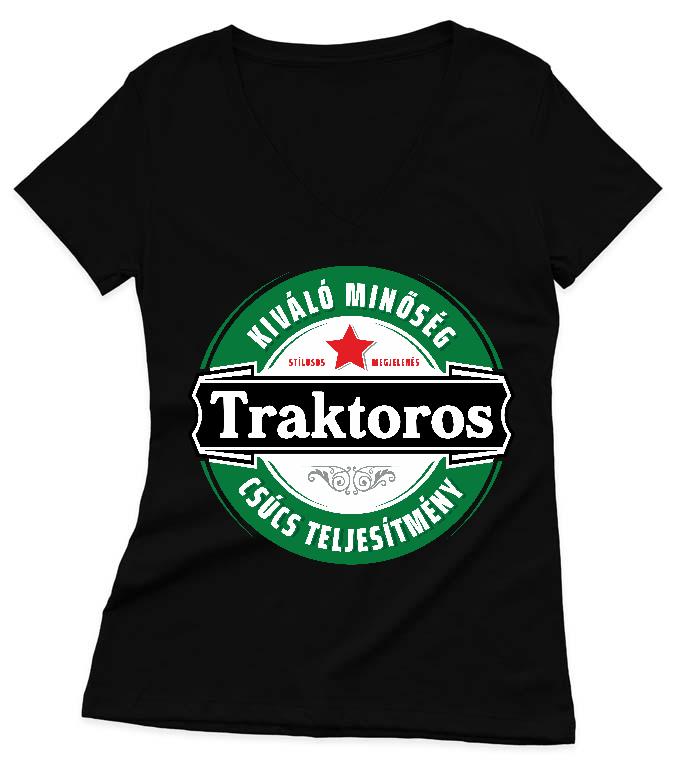 Traktoros csúcs teljesítmény - Traktoros Női V-nyakú Póló