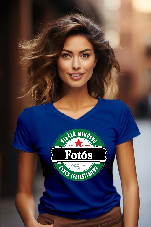 Fotós csúcs teljesítmény - Fotós Női V-nyakú Póló