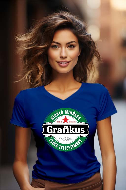 Grafikus csúcs teljesítmény - Grafikus Női V-nyakú Póló